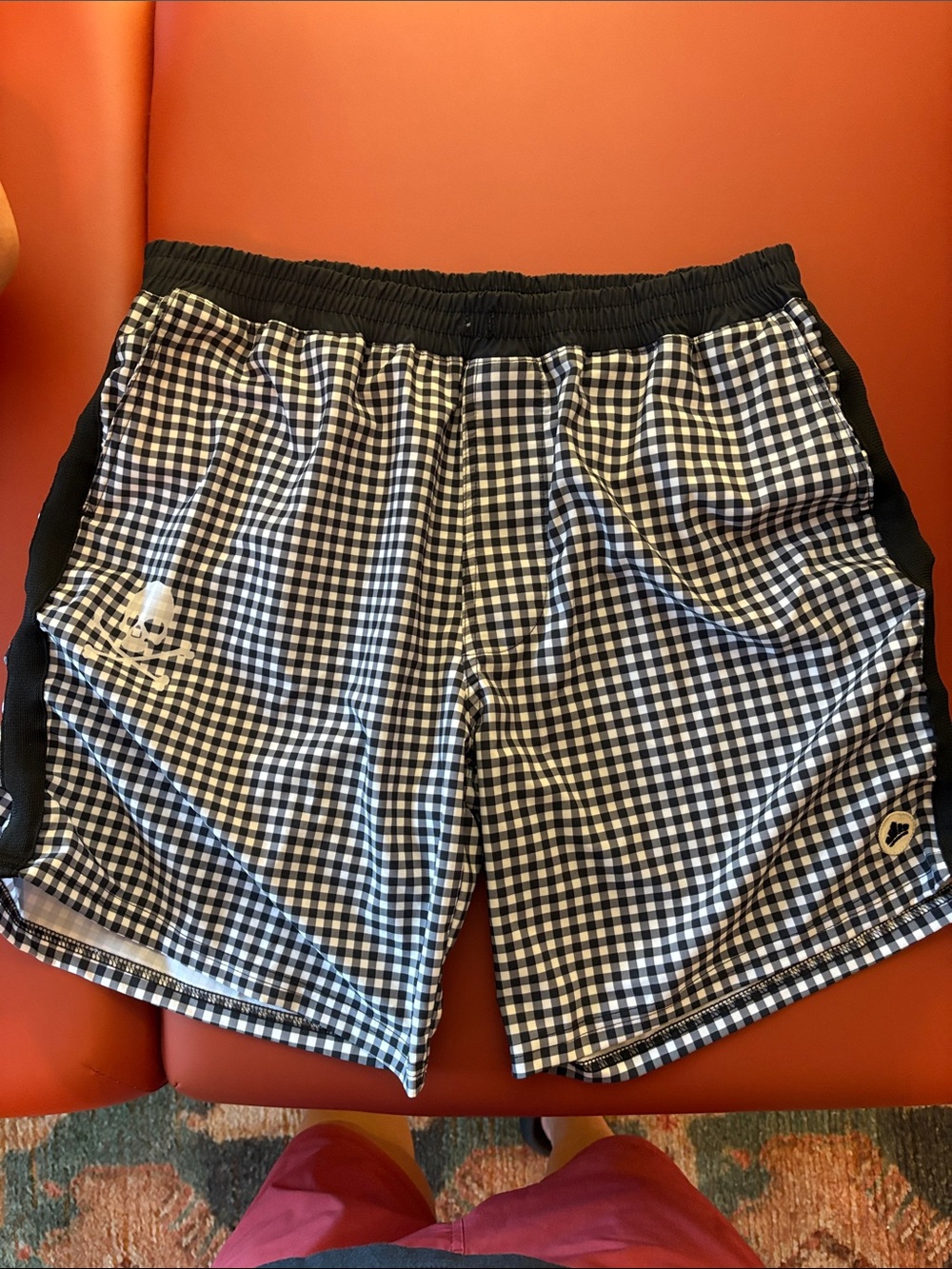 Black & White sport of kings gingham Men's boardshorts Shorts